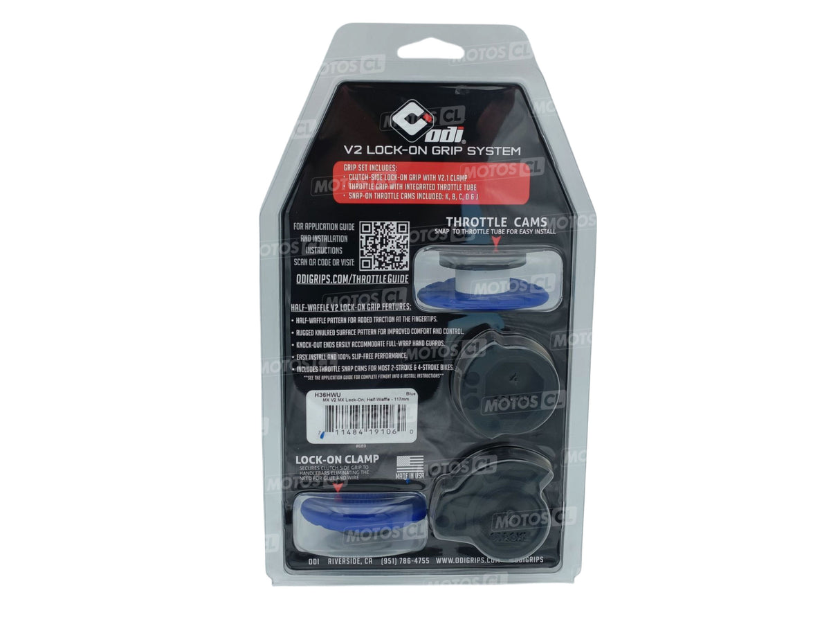POIGNÉES ODI EMIG V2 LOCK-ON SEMI-GAUFRÉ MX LONGUEUR 125MM BLEU / ROH36HWU