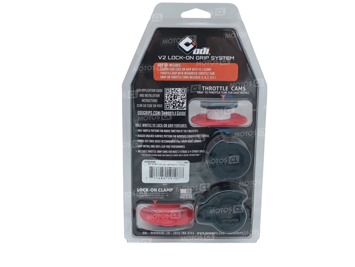 POIGNÉES ODI EMIG V2 LOCK-ON SEMI-GAUFRÉ MX LONGUEUR 125MM ROUGE / ROH36HWR