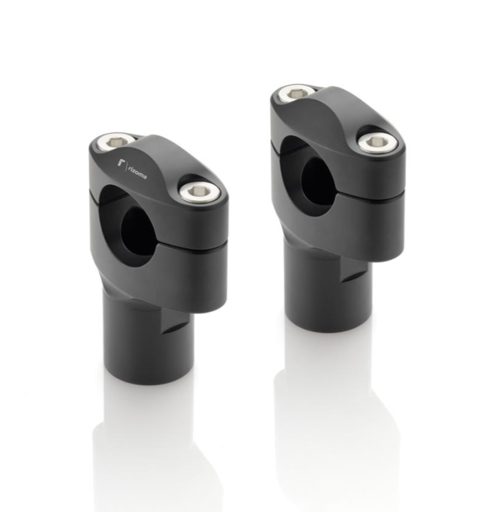 KIT PONTETS RIZOMA GROS DIAMÈTRE 28,6MM HAUTEUR 60MM ALUMINIUM ANODISÉ NOIR HOMOLOGUÉ / RRAZ403B