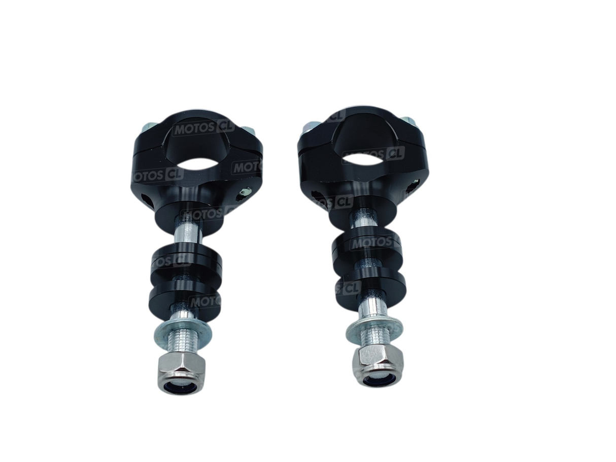 PONTETS DE GUIDON 28,6MM EN ALUMINIUM ANODISÉ NOIR POUR TÉ DE FOURCHE D'ORIGINE FANTIC-HONDA-KAWASAKI-YAMAHA HAUTEUR RÉGLABLE 4 POSITIONS / RSP62