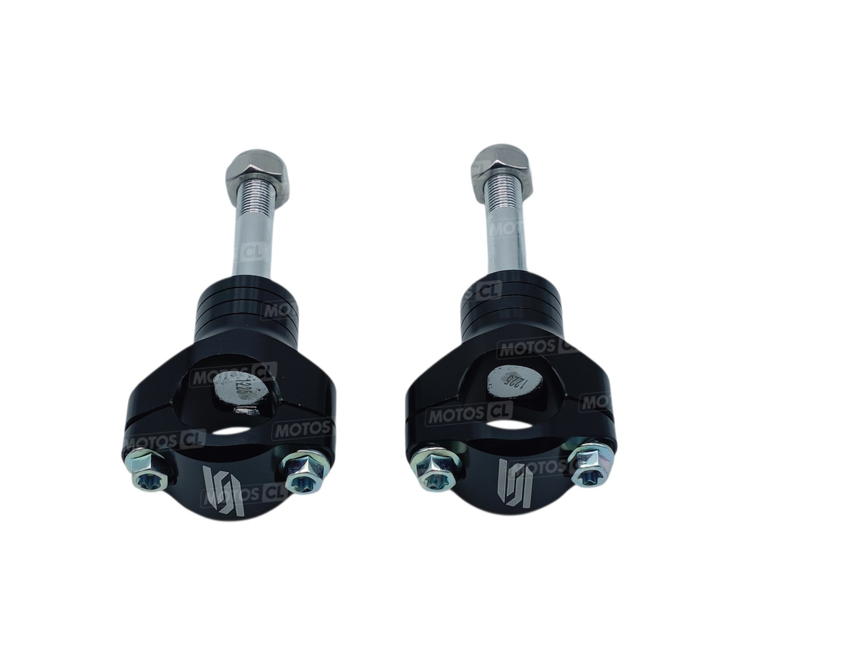 PONTETS DE GUIDON 28,6MM EN ALUMINIUM ANODISÉ NOIR POUR TÉ DE FOURCHE D'ORIGINE FANTIC-HONDA-KAWASAKI-YAMAHA HAUTEUR RÉGLABLE 4 POSITIONS / RSP62