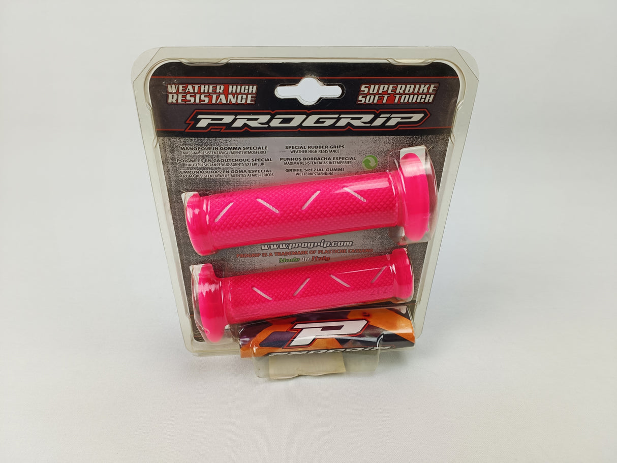 POIGNEES PROGRIP 717 SOFT TOUCH DIAMETRE 22MM LONGUEUR 125MM ROSE FUCHSIA ET BLANC