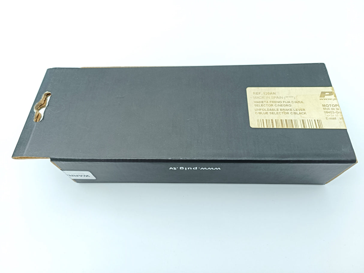 LEVIER DE FREIN PUIG 2.0 EN ALUMINIUM TAILLÉ MASSE LONG BLEU-NOIR MONTE SUR ADAPTATEUR PUIG / RP120AN