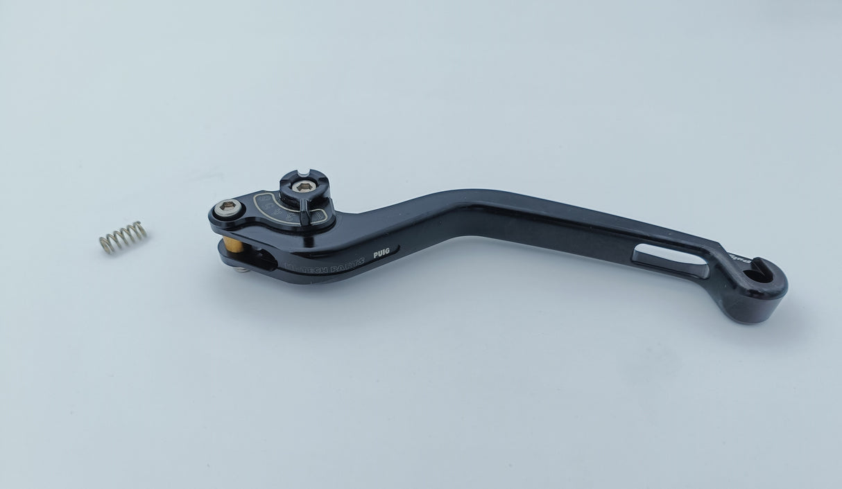 LEVIER D'EMBRAYAGE PUIG 2.0 EN ALUMINIUM TAILLÉ MASSE LONG NOIR-NOIR MONTE SUR ADAPTATEUR PUIG / RP260NN