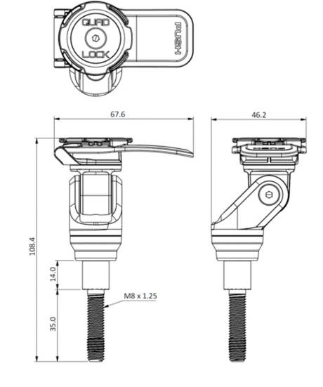 SUPPORT TÉLÉPHONE QUAD LOCK® MOTO À TIGE FILETÉE 8MM / QLM-HBC