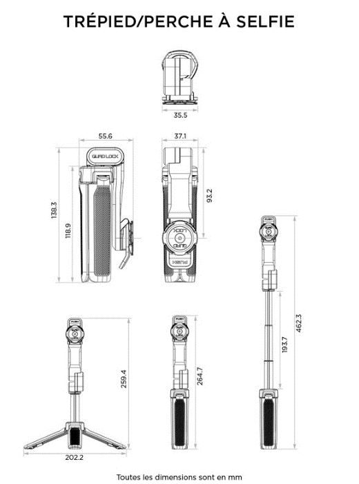 TRÉPIED-PERCHE À SELFIE SUPPORT TÉLÉPHONE QUAD LOCK® / QLM-TPS