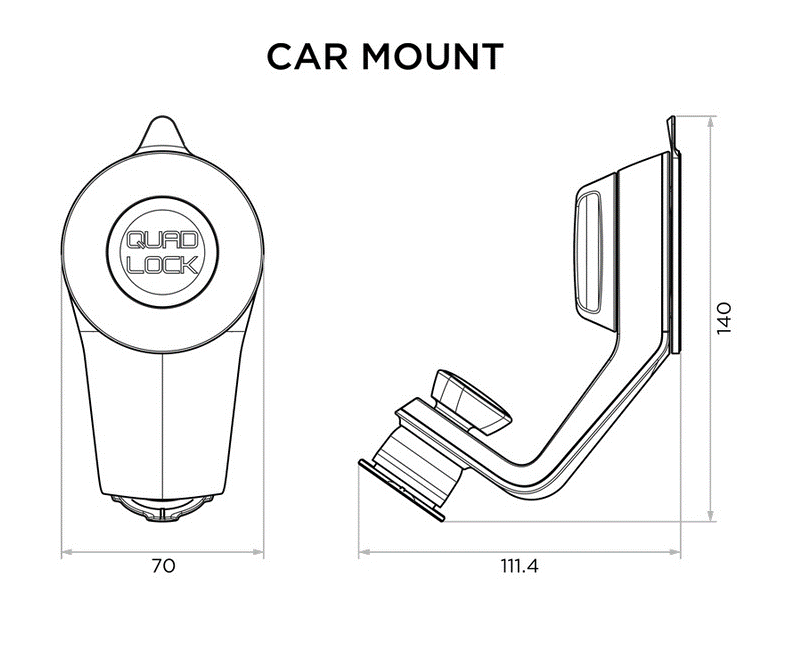 SUPPORT TÉLÉPHONE QUAD LOCK® VOITURE POUR TABLEAU DE BORD OU PARE BRISE / QLM-CAR-5