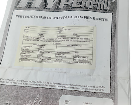 RESSORT D'AMORTISSEUR PROGRESSIF POUR HONDA CB650F 2014 À 2017 HYPERPRO / HYSPHO06SB050