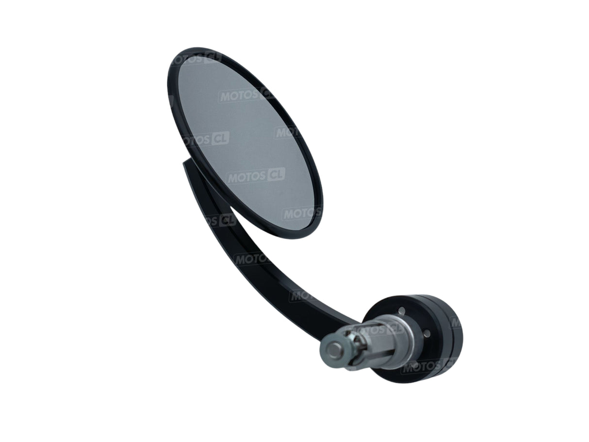 RÉTROVISEUR EMBOUT DE GUIDON HOMOLOGUÉ EN ALU HIGHSIDER "PRO MONTANA-EVO" ANODISÉ NOIR BI-POSITION / RH301-019