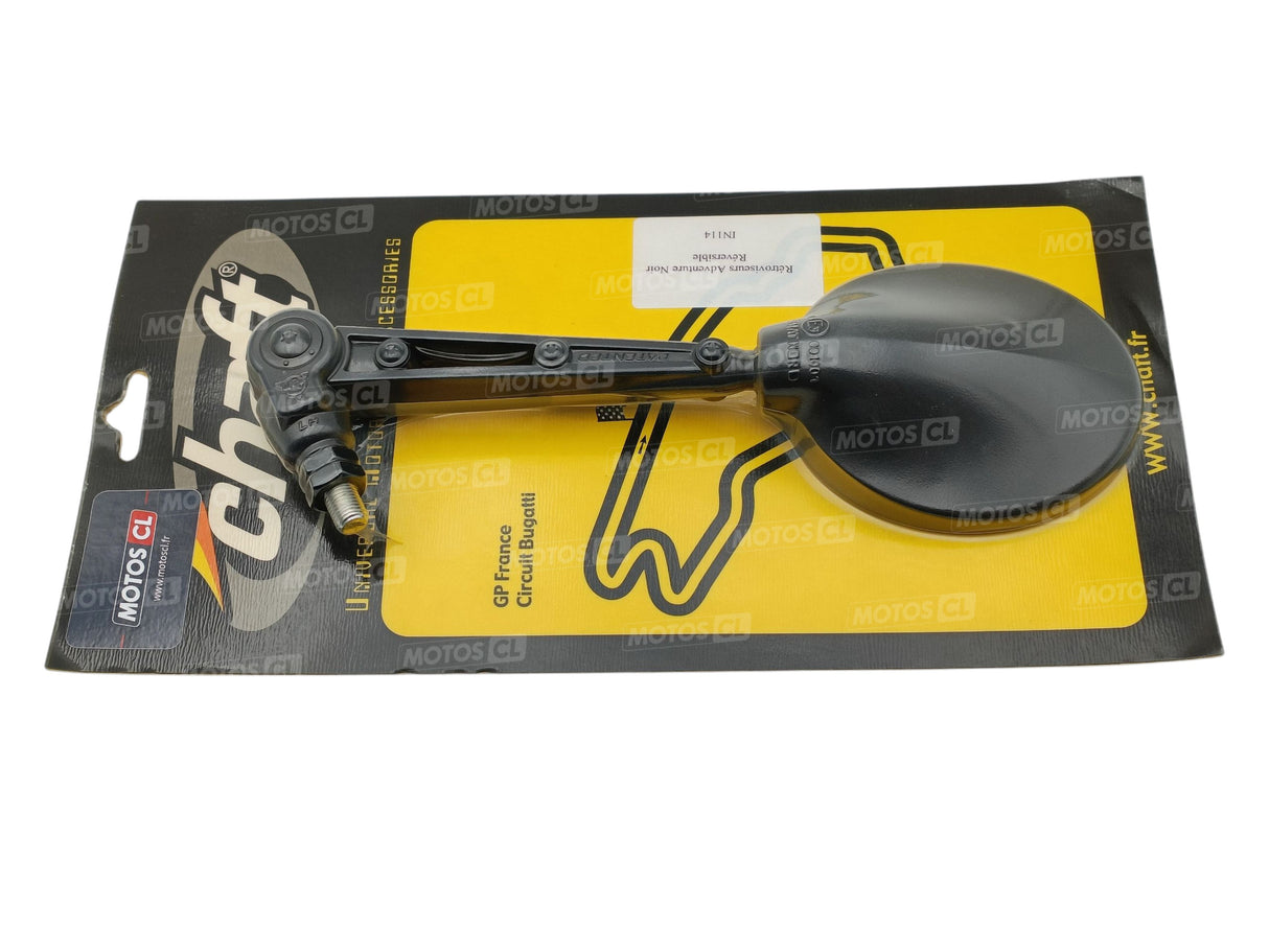 RÉTROVISEUR CHAFT ADVENTURE NOIR HOMOLOGUÉ RÉGLABLE ET RÉVERSIBLE Ø10MM / RCIN114