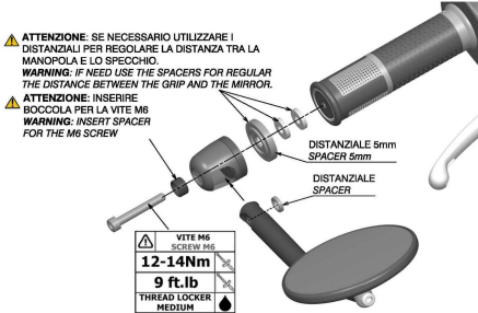 RÉTROVISEUR EMBOUT DE GUIDON HOMOLOGUÉ EN ALU RIZOMA "SPIRIT" ANODISÉ NOIR LOGO BRONZE BIPOSITION / RRBS192BZ
