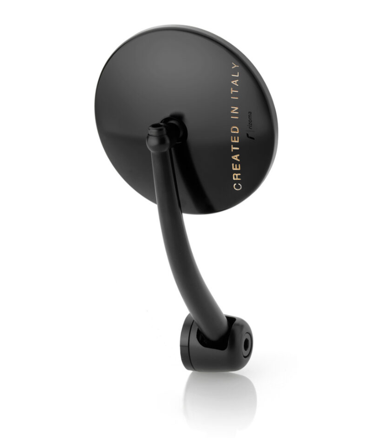 RÉTROVISEUR EMBOUT DE GUIDON HOMOLOGUÉ EN ALU RIZOMA "SPIRIT" ANODISÉ NOIR LOGO BRONZE BIPOSITION / RRBS192BZ