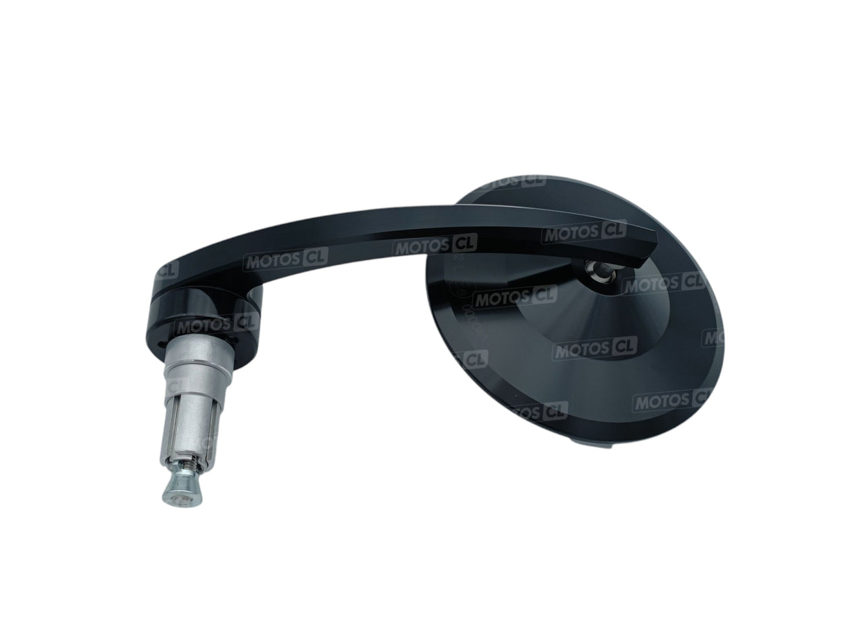 RÉTROVISEUR EMBOUT DE GUIDON HOMOLOGUÉ EN ALU HIGHSIDER "PRO MONTANA-EVO" ANODISÉ NOIR BI-POSITION / RH301-019