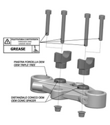 KIT PONTETS RIZOMA GROS DIAMÈTRE 28,6MM HAUTEUR 42MM ALUMINIUM ANODISÉ NOIR HOMOLOGUÉ / RRAZ402B
