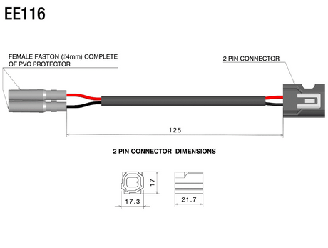 KIT CÂBLES 2 PIÈCES POUR RÉTROVISEURS AVEC CLIGNOTANTS LED OU CLIGNOTANTS LED RIZOMA YAMAHA / RREE116H