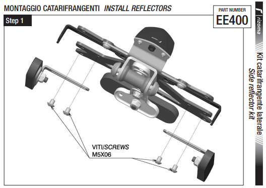 KIT CATADIOPTRE LATÉRAL POUR SUPPORT DE PLAQUE RIZOMA / RREE400H