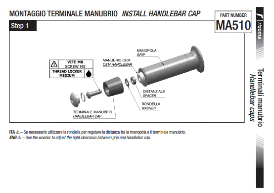 EMBOUTS DE GUIDON NOIR BMW CE04-K1300R-K1200R-S1000RR-KAWASAKI ER6F-ER6N-NINJA 300-ZX6R-ZX4R-ZX4RR-VERSYS 1000-Z1000-Z1000SX-Z300-Z750-Z750R-Z800-Z900-Z900RS-YAMAHA TRACER 900-TRACER 900GT RIZOMA / MA510B