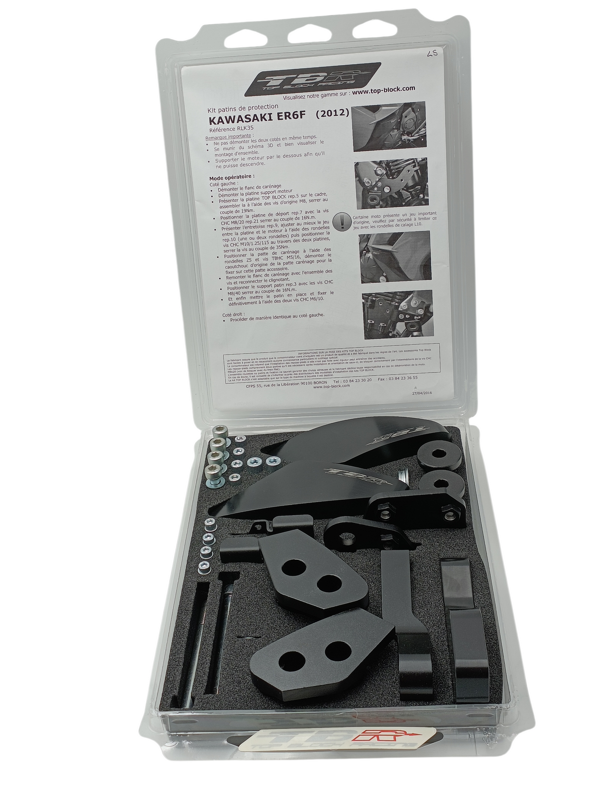 KIT PATINS TOP BLOCK ER6F 2012 À 2016 KAWASAKI / RTRLK35