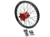 ROUE ARRIÈRE COMPLÈTE CRF250R HONDA 2024 À 2026 HANN WHEELS MOYEU ANODISÉ ROUGE ET CERCLAGE EXCEL RENFORCÉ A60 ANODISÉ NOIR 19X1.85 X36TROUS / RH1 16215/11/6/1/1