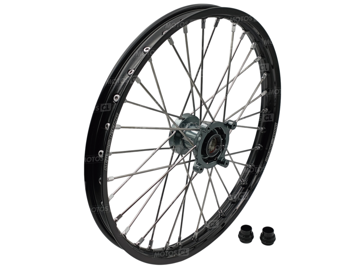 ROUE AVANT Ø19 GRANDE ROUE 85CC MOOSE RACING 19X1.40 POUR HUSQVARNA TC85-GASGAS MC85-KTM SX85 NOIR MOYEU GRIS TITANE / RMMF-14019-BKGY