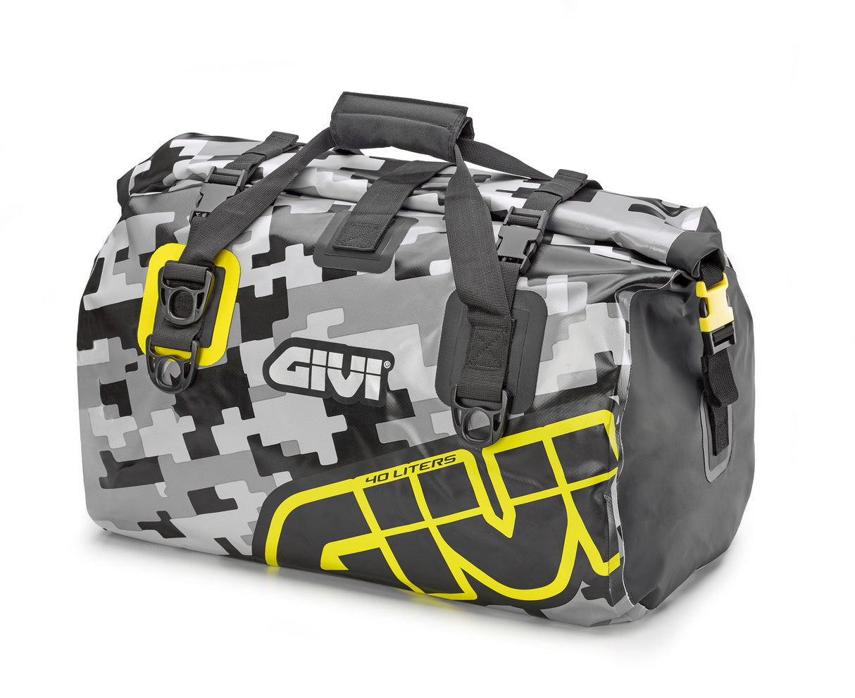 SAC DE SELLE ÉTANCHE GIVI EASY-T 40 LITRES CAMOUFLAGE GRIS ET JAUNE / RGEA115CM