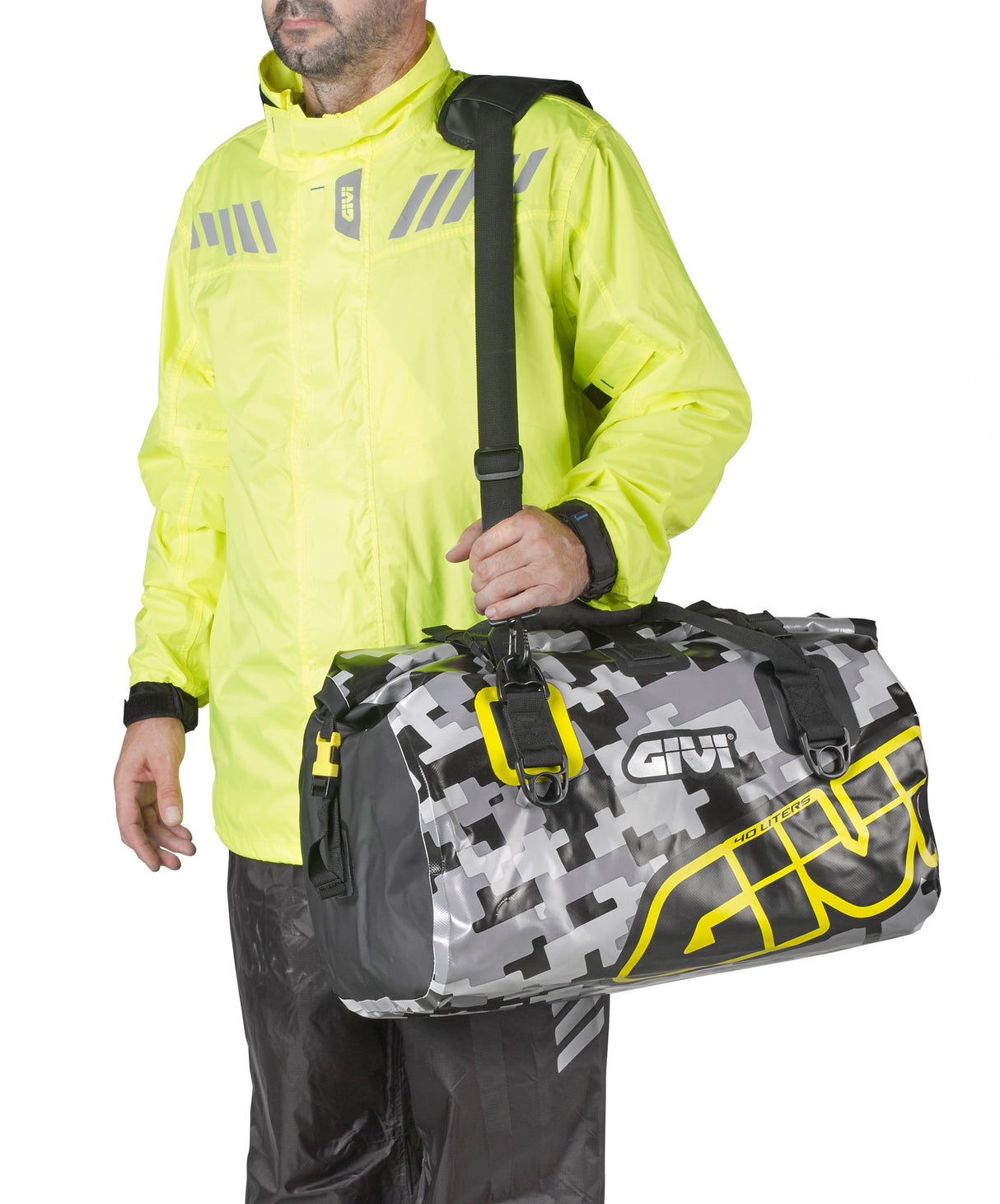 SAC DE SELLE ÉTANCHE GIVI EASY-T 40 LITRES CAMOUFLAGE GRIS ET JAUNE / RGEA115CM