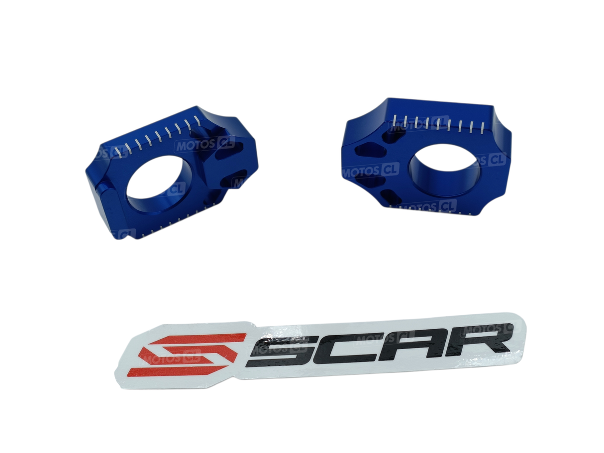 TENDEURS DE CHAÎNE SCAR EN ALU ANODISÉ BLEU FANTIC XX125-XE125-XX250 ET YAMAHA 125YZ-250YZ-250YZX-250YZF-250YZFX-450YZF-450YZFX-WR250F-WR250R-WR250X-WR450F / RSAB100