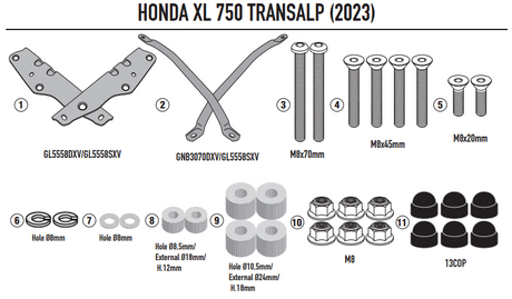 SUPPORT TOP CASE GIVI XL 750 TRANSALP 2023 À 2024 HONDA / RGSR1201