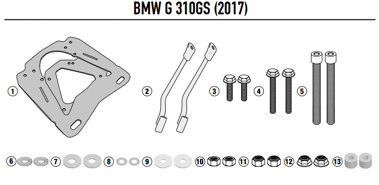 SUPPORT TOP CASE GIVI BMW G310GS 2017 À 2024 BMW / RGSR5126
