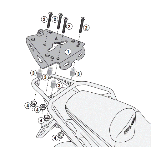 SUPPORT TOP CASE ALU GIVI MONOKEY V85TT 2019 À 2023 MOTO GUZZI / RGSRA8203