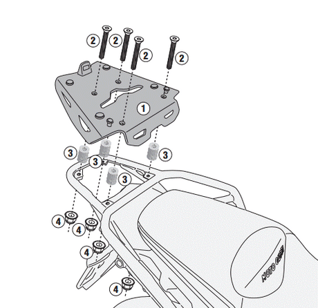SUPPORT TOP CASE ALU GIVI MONOKEY V85TT 2019 À 2023 MOTO GUZZI / RGSRA8203