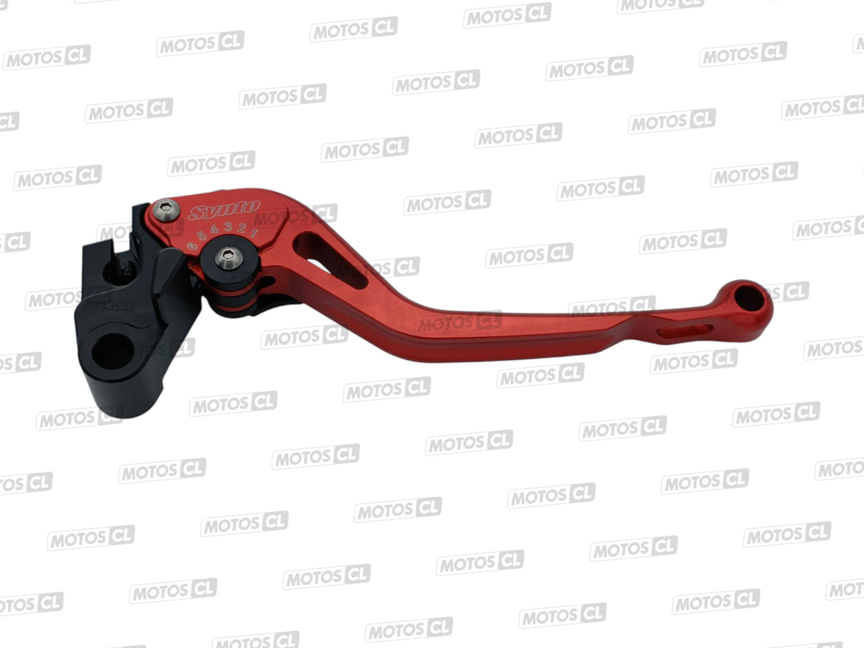 LEVIER D'EMBRAYAGE SYNTO ABM (KH31) EN ALUMINIUM USINÉ CNC LONG ROUGE RÉGLABLE HOMOLOGUÉ KAWASAKI / RA101030-H17-V15