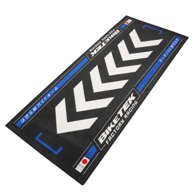 TAPIS ENVIRONNEMENTAL MOTO SÉRIES 7 (190X80CM) FACTORY RACING NOIR-BLEU BIKETECH / REGRGMAT93