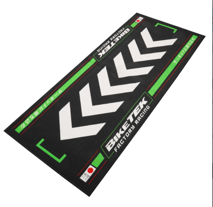 TAPIS ENVIRONNEMENTAL MOTO SÉRIES 7 (190X80CM) FACTORY RACING NOIR-VERT BIKETECH / REGRGMAT95