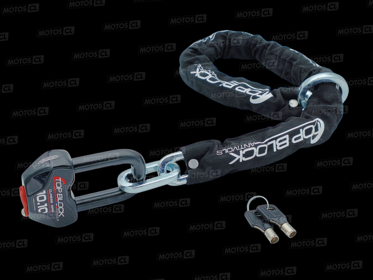 CHAINE ANTIVOL LASSO 1000 ET BLOQUE DISQUE 1010 Ø16MM UNIVERSEL TOP BLOCK CLASSE SRA + CORDON DE RAPPEL OFFERT / RT1010L