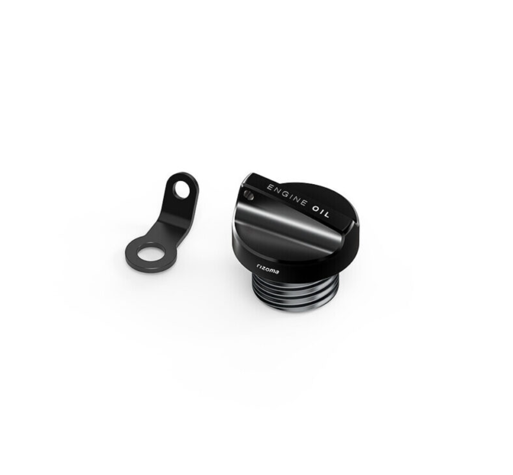 BOUCHON REMPLISSAGE D'HUILE RIZOMA EN ALUMINIUM NOIR M20X2,5 POUR DUCATI-HONDA-KAWASAKI-YAMAHA/ RRTP123B